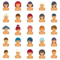 Wig icons set flat vector. Woman hair vector