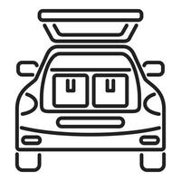 vector de contorno de icono de maletero de coche de comida. vehículo lateral