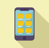 Smartphone folder icon flat vector. Smart online vector