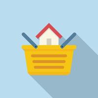 Buy house basket icon flat vector. Property business vector