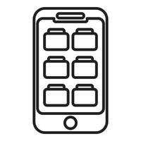 Smartphone folder icon outline vector. Smart online vector