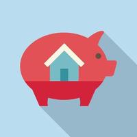 House piggy bank icon flat vector. Building landscape vector
