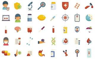 Immune system icons set flat vector. Human weak vector