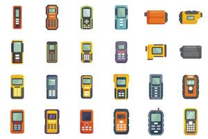 Laser meter icons set flat vector. Level distance vector