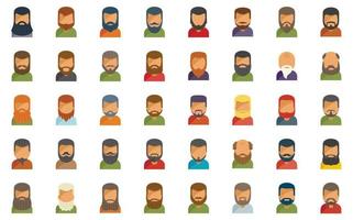 Beard icons set flat vector. Old man vector