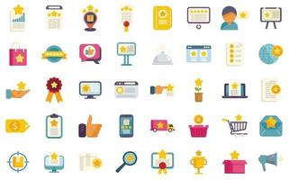 Featured product icons set flat vector. Data survey vector