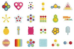 Antistress toy icons set flat vector. Dimple sensory vector