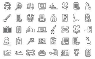 Handwriting identification icons set outline vector. Access approve vector