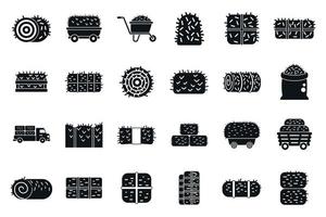 Bale of hay icons set simple vector. Agriculture bale vector