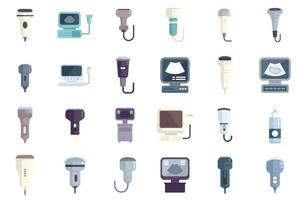 Sonograph icons set flat vector. Clinic device vector