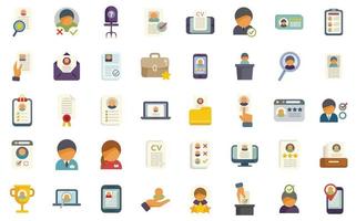 Candidate icons set flat vector. Work team vector