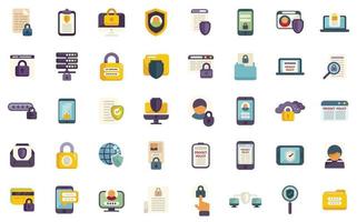 Privacy Policy icons set flat vector. Safety standard vector