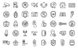 Stop theft icons set outline vector. Anti terrorist vector