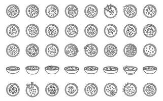 Cream soup icons set outline vector. Meal soup vector