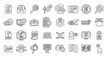 Technical overview icons set outline vector. Phone specification vector