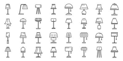 Torchere icons set outline vector. Light lamp vector