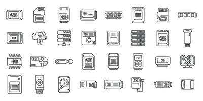 Gigabyte icons set outline vector. Big data vector