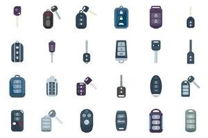 Smart car key icons set flat vector. Driver mobile vector