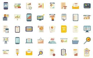 Business report icons set flat vector. File document vector