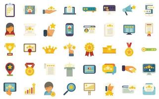 Ranking icons set flat vector. Premium cup vector