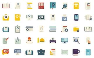 Technical document icons set flat vector. Building manual vector