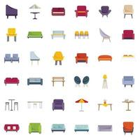 Lounge icons set flat vector. Business sofa vector