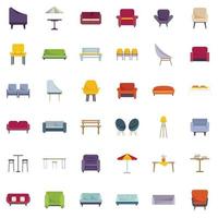 Lounge icons set flat vector. Business sofa vector