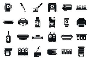 Cartridge filling icons set simple vector. Computer copier vector