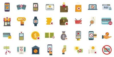 Payment cancellation icons set flat vector. Bank app vector
