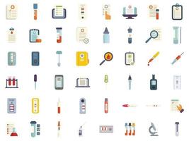 Test result icons set flat vector. Hiv test vector