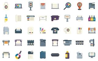 Digital printing icons set flat vector. Computer printer vector