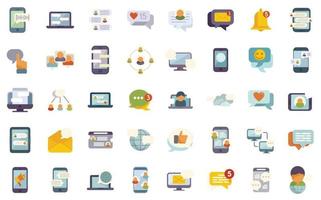 Messaging network icons set flat vector. Share star vector