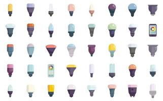 Smart lightbulb icons set flat vector. Brain think vector