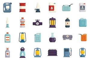 Kerosene icons set flat vector. Energy container vector