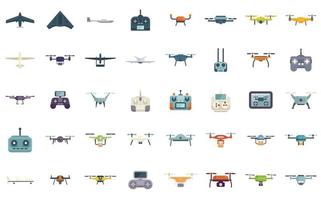 los iconos de la tecnología de drones establecen un vector plano. entrega vr