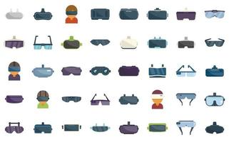 Virtual glasses icons set flat vector. Vr reality vector