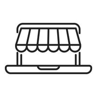 vector de contorno de icono de tienda en línea. mezcla digital