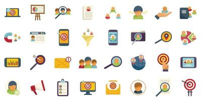 Target audience icons set flat vector. Media service vector