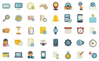 Time management icons set flat vector. Calendar hour vector