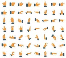 Hand gestures icons set flat vector. Shake finger vector