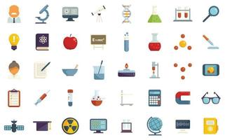 Research scientist icons set flat vector. Lab formula vector