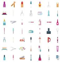 Equipment for manicure icons set flat vector. Nail pedicure vector