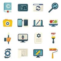 Redesign icons set flat vector. Artist brief vector