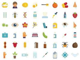 Seasonal allergy icons set flat vector. Sneeze flu vector