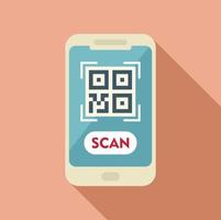 escanee el vector plano del icono del código qr del teléfono. aplicación inteligente