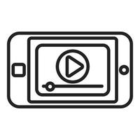 Play video on phone icon outline vector. Mobile smartphone vector