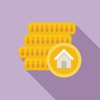 House money coin invest icon flat vector. Real financial vector