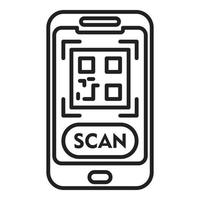 escanee el vector de contorno del icono del código qr del teléfono. aplicación inteligente