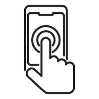 vector de contorno del icono táctil del dedo del teléfono. usando la aplicación