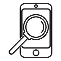 vector de contorno de icono de búsqueda de archivos de smartphone. móvil en línea
